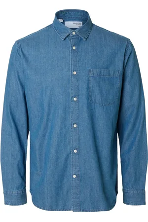 SELECTED Slhregcarlo Denim Ls Shirt Noos Tops Shirts Denim Shirts Blue