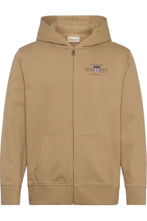 GANT Graphic Fullzip Hoodie Tops Sweatshirts & Hoodies Hoodies Beige