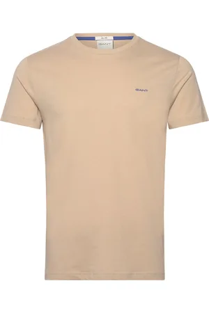 GANT Contrast Logo Ss T-Shirt Tops T-Kortærmet Skjorte Beige