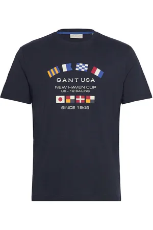 GANT Graphic Ss T-Shirt Tops T-Kortærmet Skjorte Navy