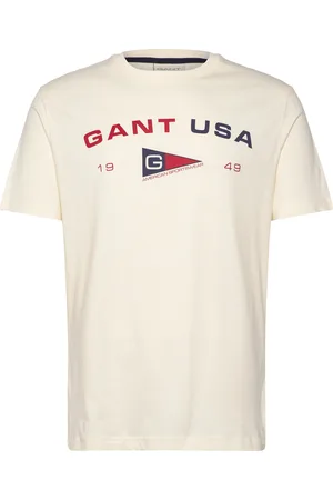 GANT Graphic Ss T-Shirt Tops T-Kortærmet Skjorte Cream