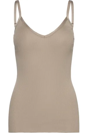 Rosemunde Rwbelle Sl V-Neck Elastic Top Tops T-shirts & Tops Sleeveless Khaki Green