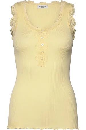 Rosemunde Rwbeatha Sl U- Neck Lace Button Top Tops T-shirts & Tops Sleeveless Yellow