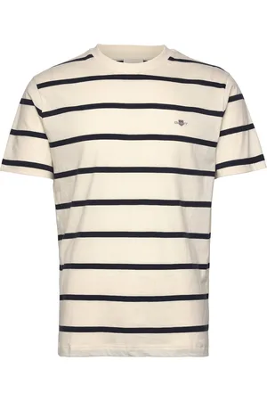 GANT Striped Ss T-Shirt Tops T-Kortærmet Skjorte Cream
