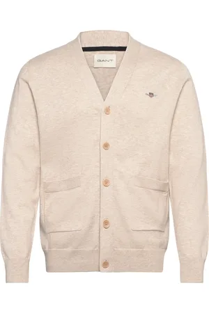 GANT Classic Cotton V-Cardigan Tops Knitwear Cardigans Cream