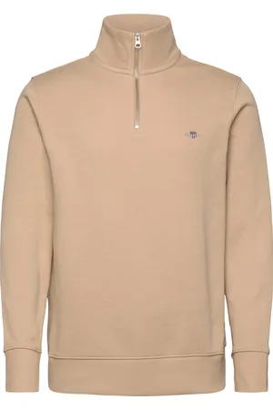GANT Reg Shield Half Zip Sweat Tops Sweatshirts & Hoodies Sweatshirts Beige