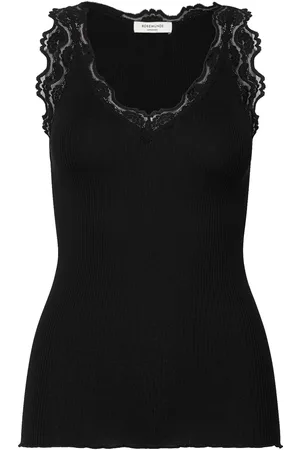 Rosemunde Rwbeatha Sl V-Neck Lace Top Tops T-shirts & Tops Sleeveless Black