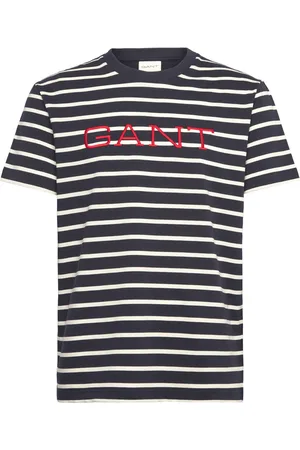 GANT Graphic Striped Ss T-Shirt Tops T-Kortærmet Skjorte Navy