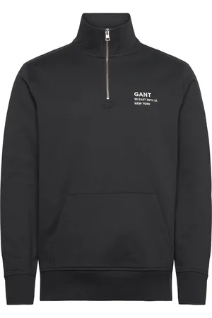 GANT Small Graphic Half Zip Sweat Tops Sweatshirts & Hoodies Sweatshirts Black