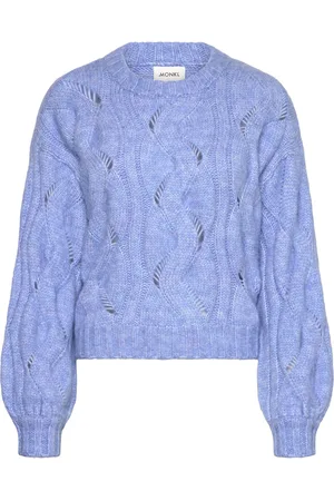 Monki Short Cable Knitted Sweater Tops Knitwear Jumpers Blue