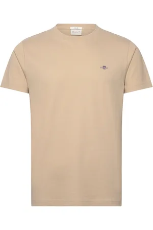 GANT Slim Pique Ss T-Shirt Tops T-Kortærmet Skjorte Beige