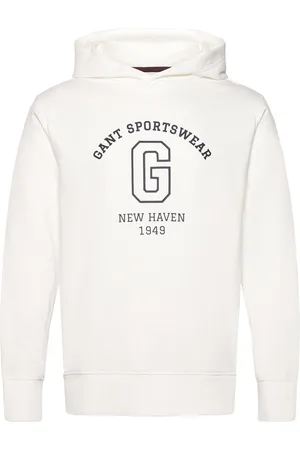 GANT Graphic Sweat Hoodie Tops Sweatshirts & Hoodies Hoodies White