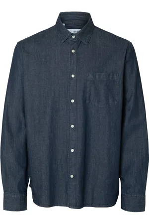 SELECTED Slhregcarlo Denim Ls Shirt Noos Tops Shirts Denim Shirts Navy
