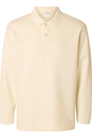 SELECTED Slhrelaxwayne Ls Polo Sweat Tops Polos Long-sleeved Cream