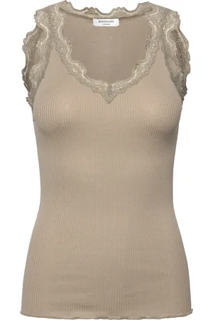 Rosemunde Rwbeatha Sl V-Neck Lace Top Tops T-shirts & Tops Sleeveless Khaki Green