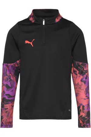 PUMA Individualcup 1/4 Zip-Top Jr Tops T-shirts Long-sleeved T-Skjorte Black