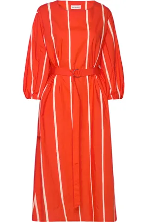 Marimekko Blomma Puhveli Knælang Kjole Red