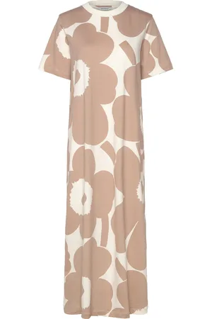Marimekko Pahlo Unikko Knælang Kjole Beige