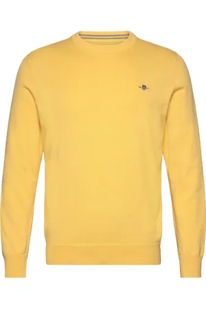 GANT Classic Cotton C-Neck Tops Knitwear Round Necks Yellow