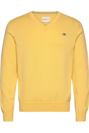 GANT Classic Cotton V-Neck Tops Knitwear V-necks Yellow