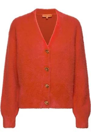 STINE GOYA 2326 Fluffy Knit, Long Sleeve Dropp Tops Knitwear Cardigans Red