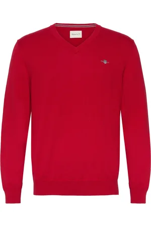 GANT Classic Cotton V-Neck Tops Knitwear V-necks Red