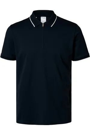 SELECTED Slhfave Sport Zip Ss Polo Noos Tops Polos Short-sleeved Navy