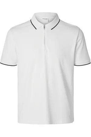 SELECTED Slhfave Sport Zip Ss Polo Noos Tops Polos Short-sleeved White