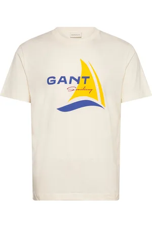 GANT Graphic Ss T-Shirt Tops T-Kortærmet Skjorte Cream