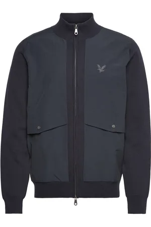 Lyle & Scott Milano Hybrid Full Zip Knitted Jacket Outerwear Jackets Hybrid Jackets Navy