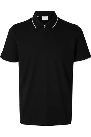 SELECTED Slhfave Sport Zip Ss Polo Noos Tops Polos Short-sleeved Black