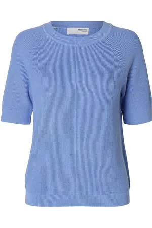 SELECTED Slfelinna New Ss Knit Top Noos Tops Knitwear Jumpers Blue
