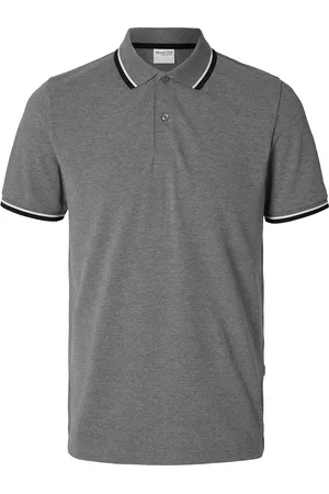 SELECTED Slhslim-Atlas Sport Ss Polo Tops Polos Short-sleeved Grey