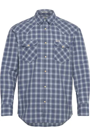 Wrangler Western Shirt Tops Shirts Checkered Shirt Blue