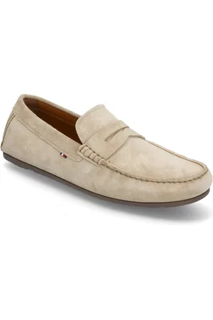 Tommy Hilfiger Casual Hilfiger Suede Driver Loafers Flade Sko Cream