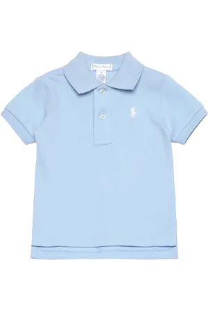 Ralph Lauren Cotton Mesh Polo Shirt Tops T-shirts Polo Shirts Short-sleeved Polo Shirts Blue