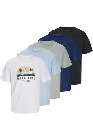 JACK & JONES Jjpalm Tee Ss Crew Neck 5Pk Mp Tops T-Kortærmet Skjorte Black Jack & J S