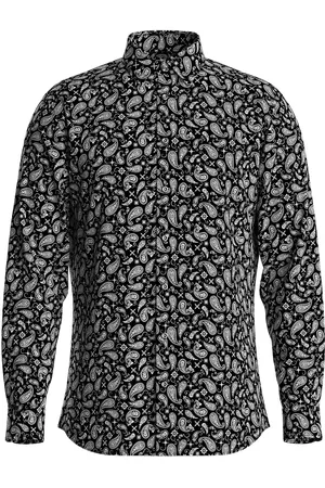 SELECTED Slhslimperformance Aop Shirt Ls Tops Shirts Casual Black