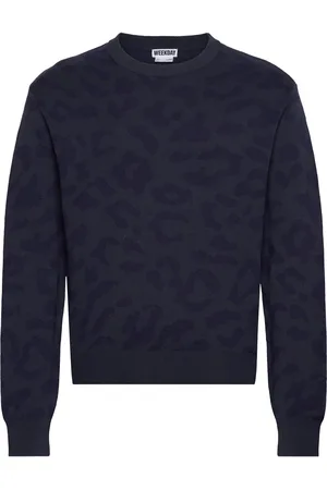 Weekday Regular Graphic Sweater Tops Knitwear Round Necks Navy