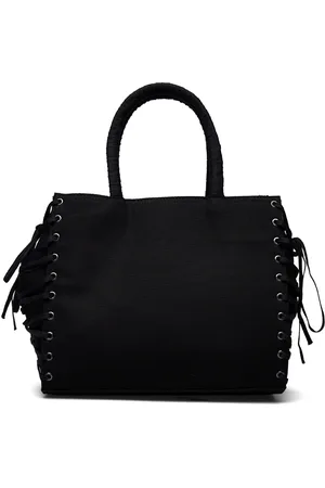 Monki Lacing Cotton Handbag Bags Top Handle Bags Black
