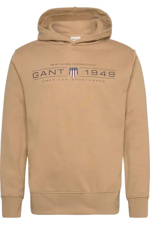 GANT Graphic Hoodie Tops Sweatshirts & Hoodies Hoodies Beige