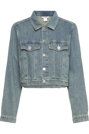 Monki Cropped Denim Jacket Jakke Denimjakke Blue