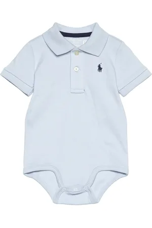 Ralph Lauren Cotton Interlock Polo Bodysuit Bodies Short-sleeved Blue
