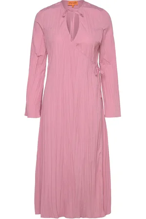STINE GOYA 2342 Pleated Poly, Long Sleeve Wrap Designers Knee-length & Midi Pink