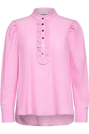 Freequent Shirt From Freequent In A Light Material With A Striped Pattern. The Shirt Has A Tops Blouses Long-sleeved Pink