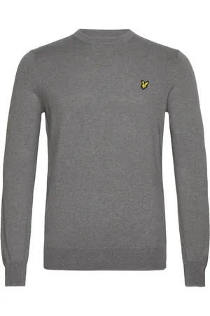 Lyle & Scott Cotton Merino Crew Neck Jumper Tops Knitwear Round Necks Grey