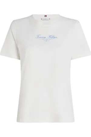 Tommy Hilfiger Reg Script C-Nk Tee Ss Tops T-shirts & Tops Short-sleeved White