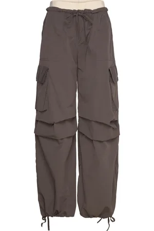 Monki Loose Nylon Cargo Trousers Bottoms Trousers Cargo Pants Brown