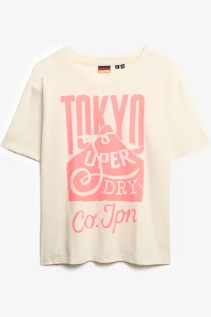 Superdry Neon Rainbow Over D Tee Tops T-shirts & Tops Short-sleeved Cream