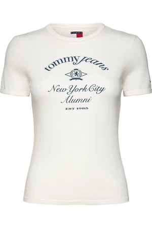Tommy Hilfiger Tjw Slim Crest Nyc Ringer Tee Tops T-shirts & Tops Short-sleeved White